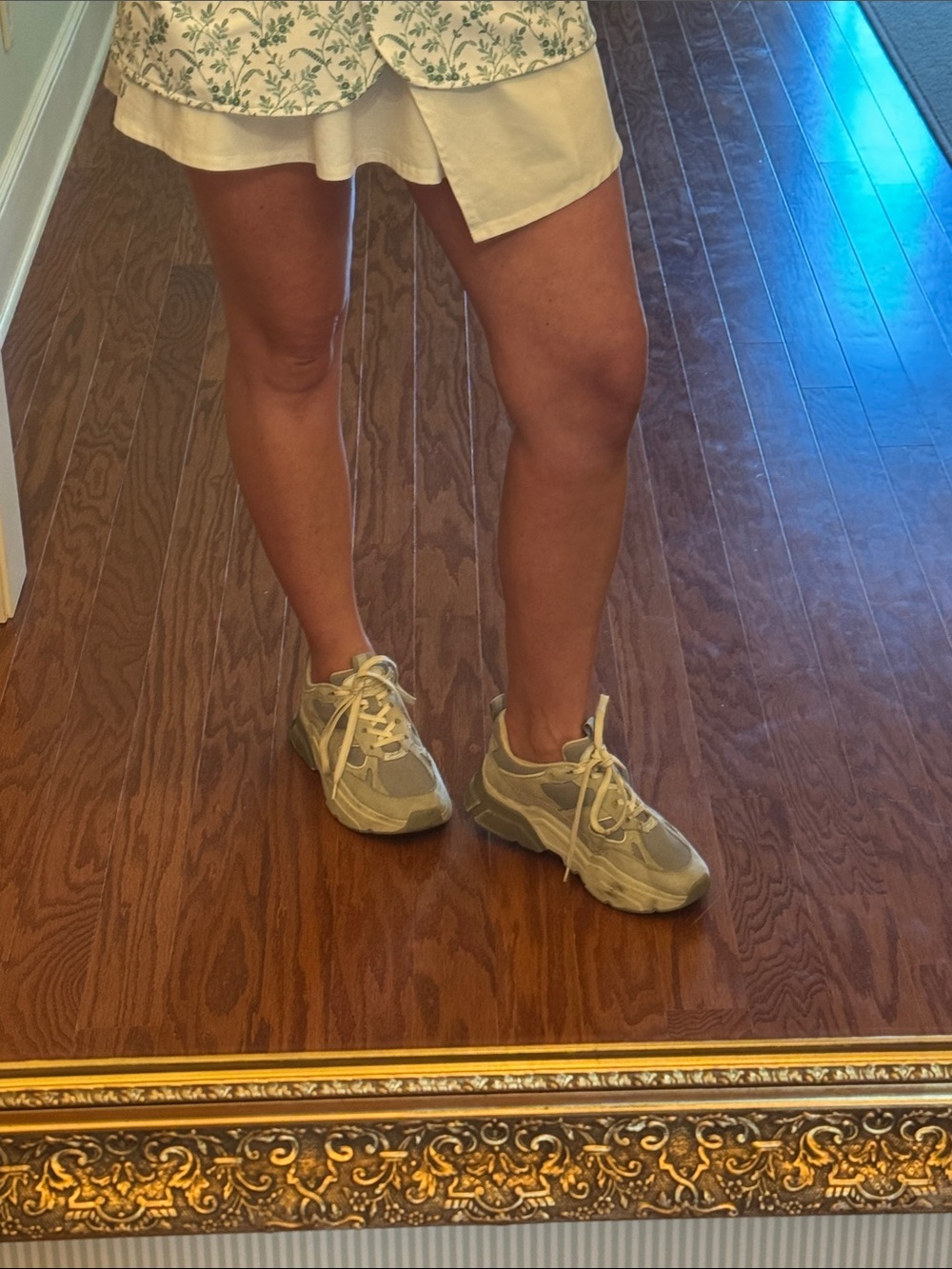H&M Olive Gray and Cream Women's Lace-Up Sneakers